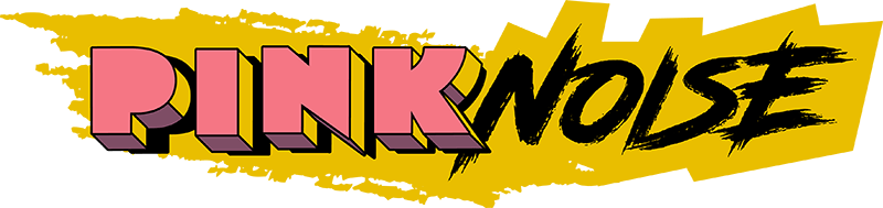 Logotipo de Pink Noise con fondo amarillo Logotipo de Pink Noise con fondo amarillo