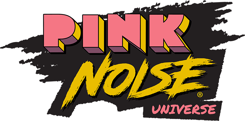 Logotipo de Pink Noise Universe en dos líneas para fondos claros